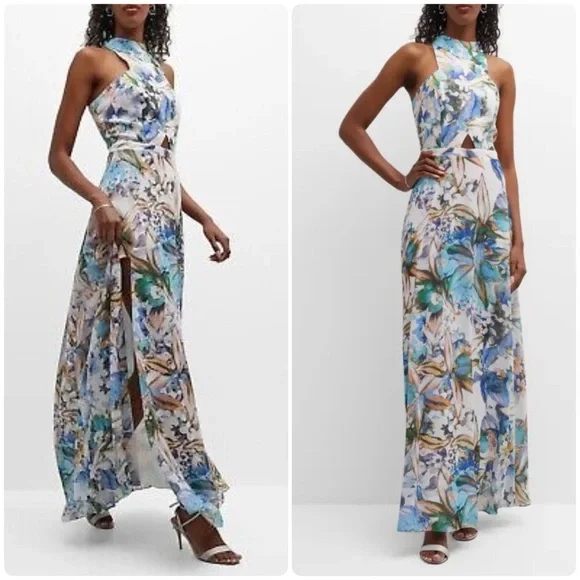 LIV FOSTER Women's Flowy White Floral-Print Cutout Halter Gown Maxi Dress  Size 6 is available for purchase on au PAY Market - Imported Goods Online  Store Co.Ltd. | au PAY Market -